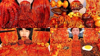 EXTREME SPICY ENOKI MUSHROOMS CHALLENGE 🥵🔥 | FIRE NOODLE ENOKI MUKBANG 🤤 BY N-F BY SPICY NIM