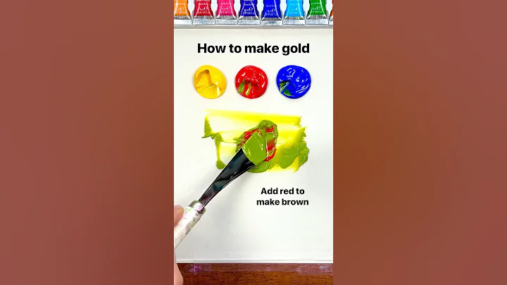 How to make gold from just red, blue, yellow #colormixing #paintmixing #satisfying #asmrart