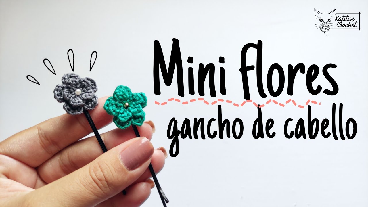 Broches para el cabello a crochet |fácil  accesorio para el cabello🌺Mini flor rellena🌺 hairclip #5