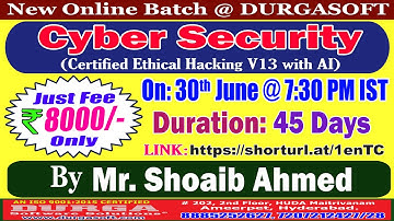 Cyber Security (Certified Ethical Hacking V13 with AI) Online Training @ DURGASOFT
