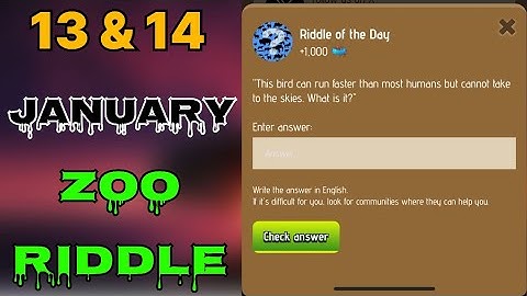 Zoo riddle of the day 13 & 14 January | Riddle of the day Zoo today | riddle of the day zoo | #zoo