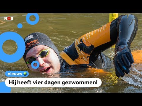 Het is 'm gelukt: Maarten zwemt de Elfstedentocht!