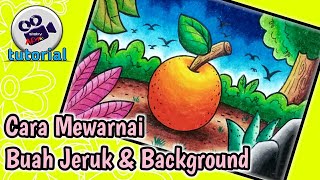 MENGGAMBAR DAN MEWARNAI BUAH JERUK DENGAN BACKGROUND - DikreARTive