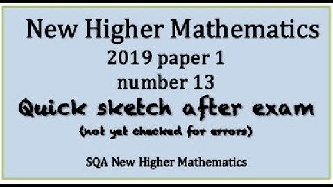 2019 SQA Higher Mathematics paper 1 no.13  Quick Sketch