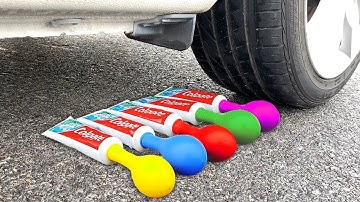 Crushing Crunchy & Soft Things by Car! - EXPERIMENT: Car vs Toothpaste and Balloons
