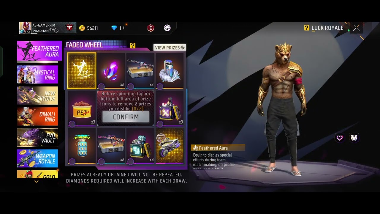 LAST LUCKY DRAW REWARD 🪔 free fire