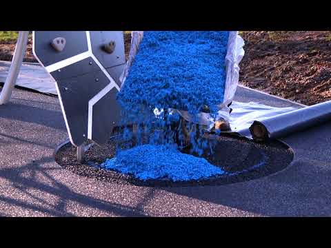 Installing Wetpour Soft Rubber Safety Surfacing on a Playground