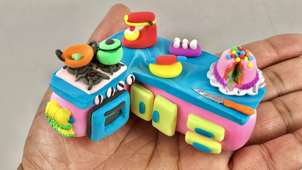 Amazing technique make kitchen set with polymer clay| Miniature clay kitchen set| Primitive kitchen