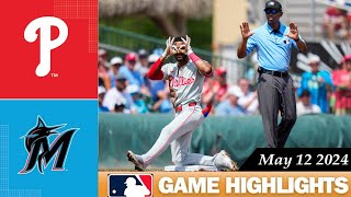 Miami Marlins Vs. Philadelphia Phillies GAME HIGHLIGHTS May 12, 2024 | 2024 MLB Season