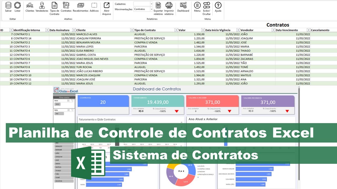 Planilha de Controle de Contratos Excel - YouTube