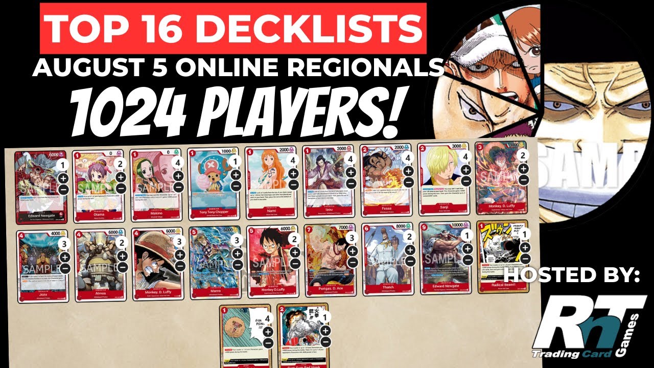 One Piece Card Game: Top 16 Deck Lists | 1024 Players Raidn'Trade August 5th Online Regionals!
