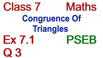 Q 3 | Ex 7.1 | Class 7 | Chapter 7 | Congruence Of Triangles | PSEB | Maths