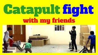 catapult fight video trial catapults mangonel simple elastic trebuchet torsion twisted rope battle by Deep Patel dj patel made it for a 