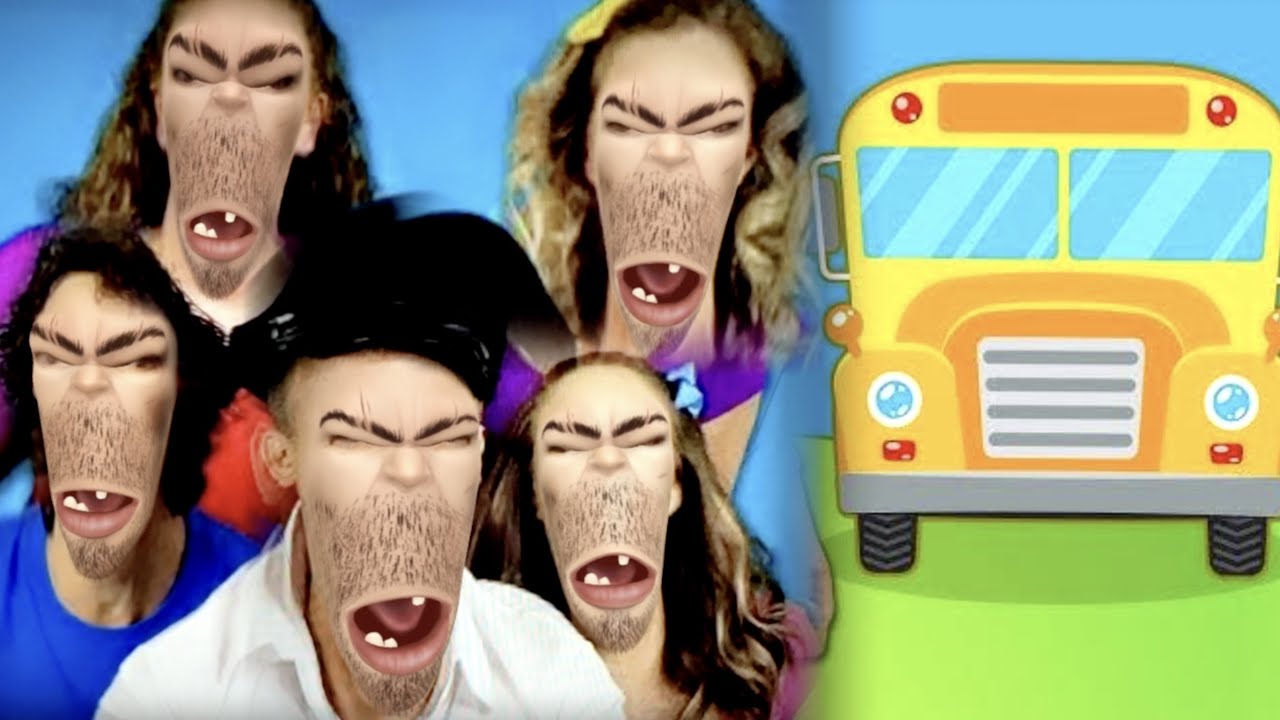 wheels on the bus song funny meme bounce patrol funny face mask YouTube