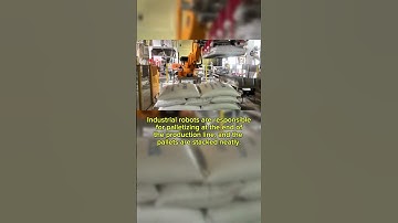Industrial robots are responsible for palletizing at the end of the production line#automation#robot