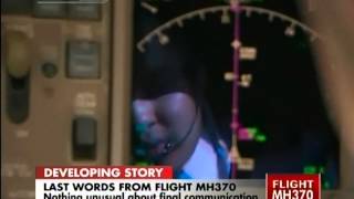 Final communication from plane： Good night, Malaysian 370