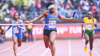 Alana Reid &amp; Hydel WIN Penn Relays Championship of America 4x100m Relay w/ #3 ALL-TIME 44.16!