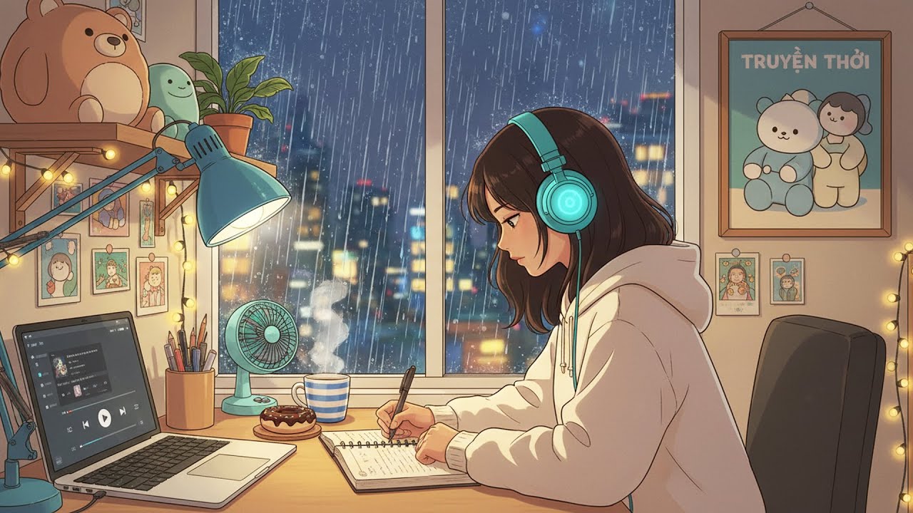 Cozy Lofi Study Girl — Rainy Night Ambience for Focus, Relaxation & Deep  Work | Aesthetic Study Room