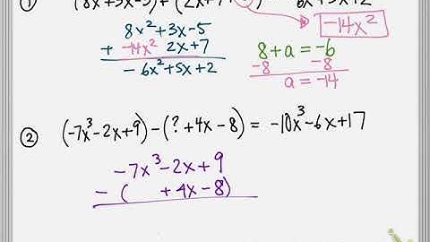 Adding and Subtracting Polynomials: Finding a missing term