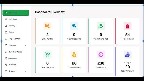 Vendor dashboard
