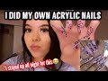 DOING MY OWN ACRYLIC NAILS FOR THE FIRST TIME + pulling an all nighter😭 | Nocapjas