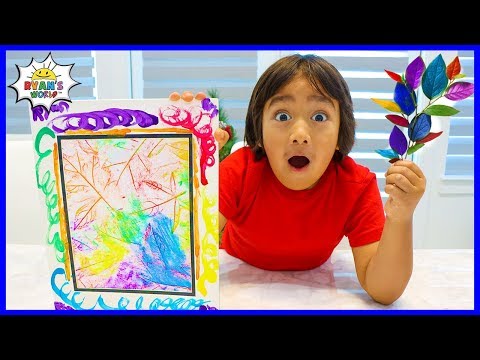 How to Make DIY Coloring Leaf Rubbing Art with Ryan's World!!!