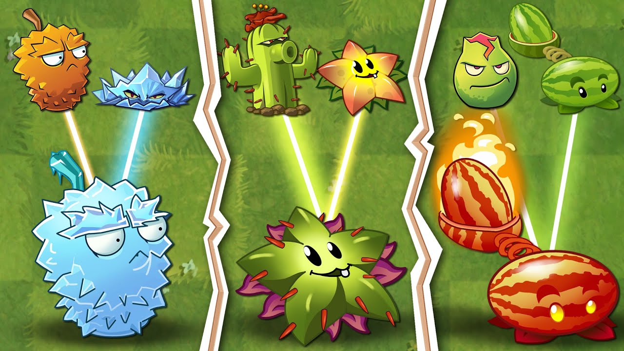 Snowdurian, Spikefruit, and Summer Melon. Hybrids in PvZ 2, just like PvZ Fusion
