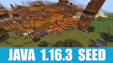 Minecraft Java 1.16.3 Seed: Two exposed mineshafts and two villages stand very close to spawn