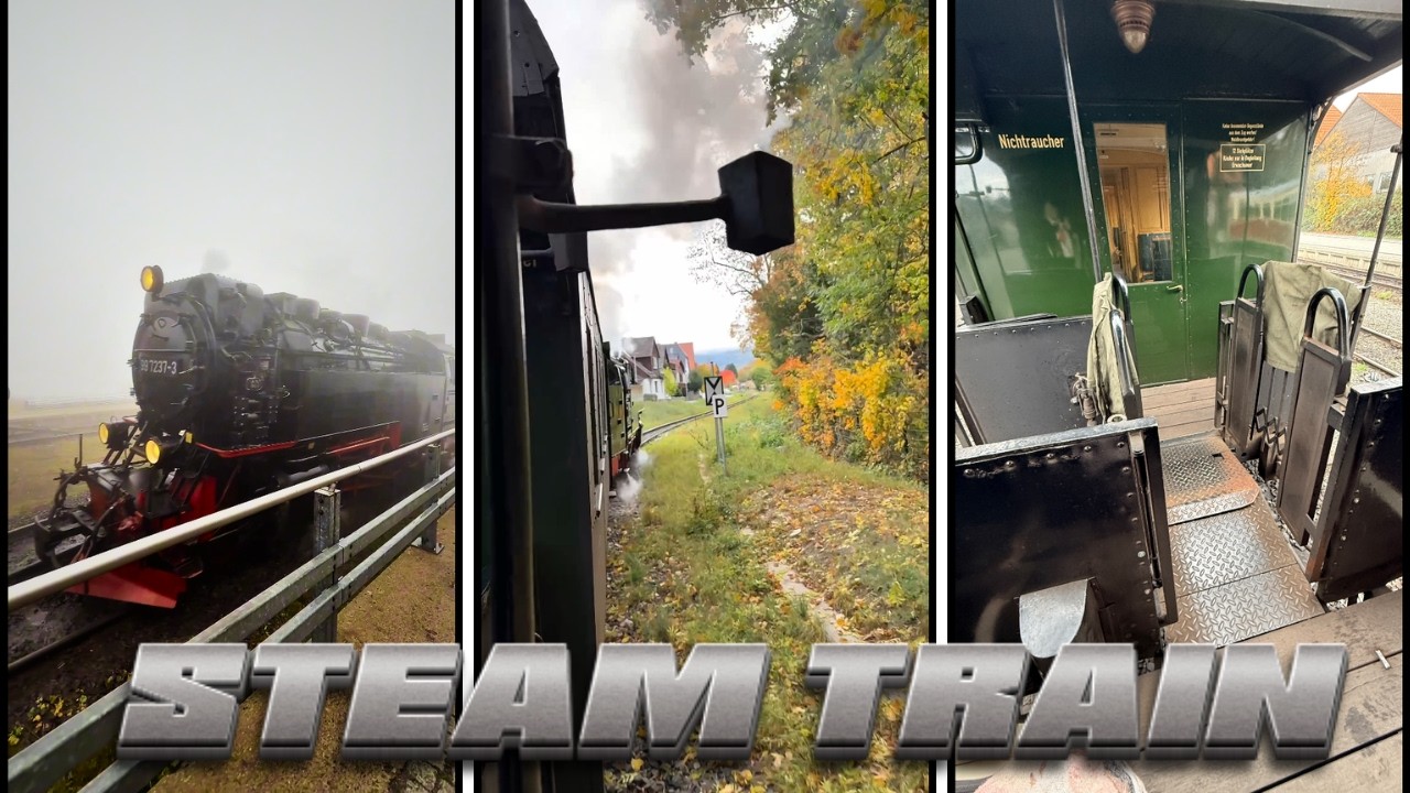 Brockenbahn Steam Train 🚂 Dampflok zum Brocken im Nebel | Steam Whistle | Harz Germany