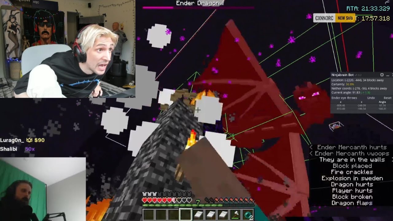 xQc beats Forsen's Minecraft speedrun record (20:05) : r/LivestreamFail