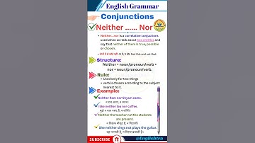 👉 Neither Nor Conjunction in English Grammar | Rules, Examples & Sentences for Spoken English