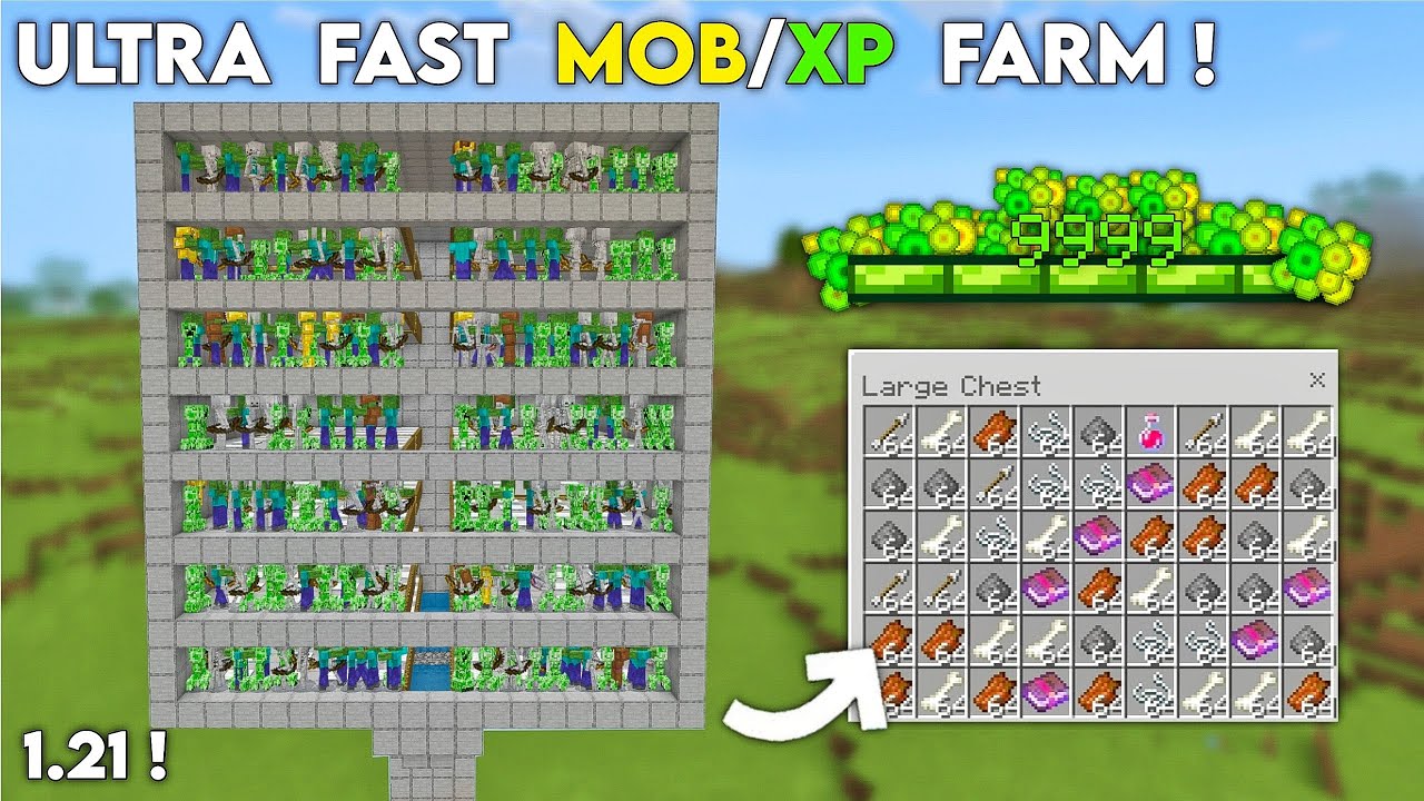 Minecraft EASIEST MOB XP FARM (No Spawner) Tutorial in Minecraft ...