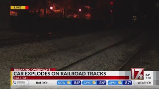 Car explodes on railroad tracks in Raleigh