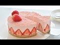 苺たっぷり いちごムースケーキの作り方! フレジェより簡単でとっても美味しい苺のケーキ!失敗しない苺スイーツ 焼かない簡単ケーキStrawberry mousse cake バレンタインにも!