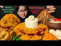 Eating dal chawal besan chhila sweets  mukbang  big bites  indian sweets asmr  asmr eating