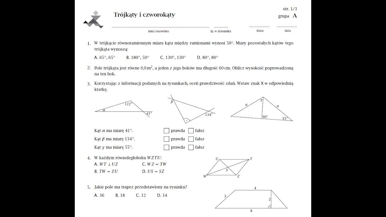 Figury Na Płaszczyźnie Sprawdzian Klasa 5 Figury na płaszczyźnie - matematyka z plusem 8 - YouTube