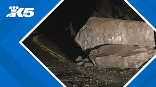 Car-sized boulders block SR 11 south of Bellingham after rockslide