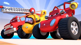 Kota Monster 🚓 🚒 Olimpiade di Kota Monster  -  Monster Truk Kartun untuk anak-anak