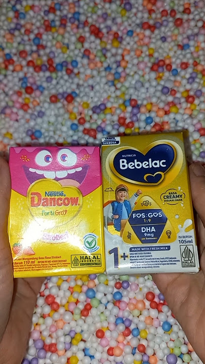 found Dancow strawberry milk and Bebelac milk in the box #snacks #huntingjajan #jajan #milk