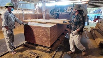 Cưa khúc gỗ lim siêu to khổng lồ được toàn chiếu trên 1 m hiếm thấy 6 mặt đẹp mĩ mãn