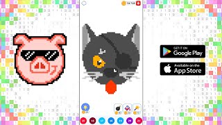 Coloring satisfying video | Pixelmania Color by Number | Pixel Pirate Cat screenshot 5