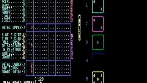 COMMODORE 128 C128 Yahtzee 19xx