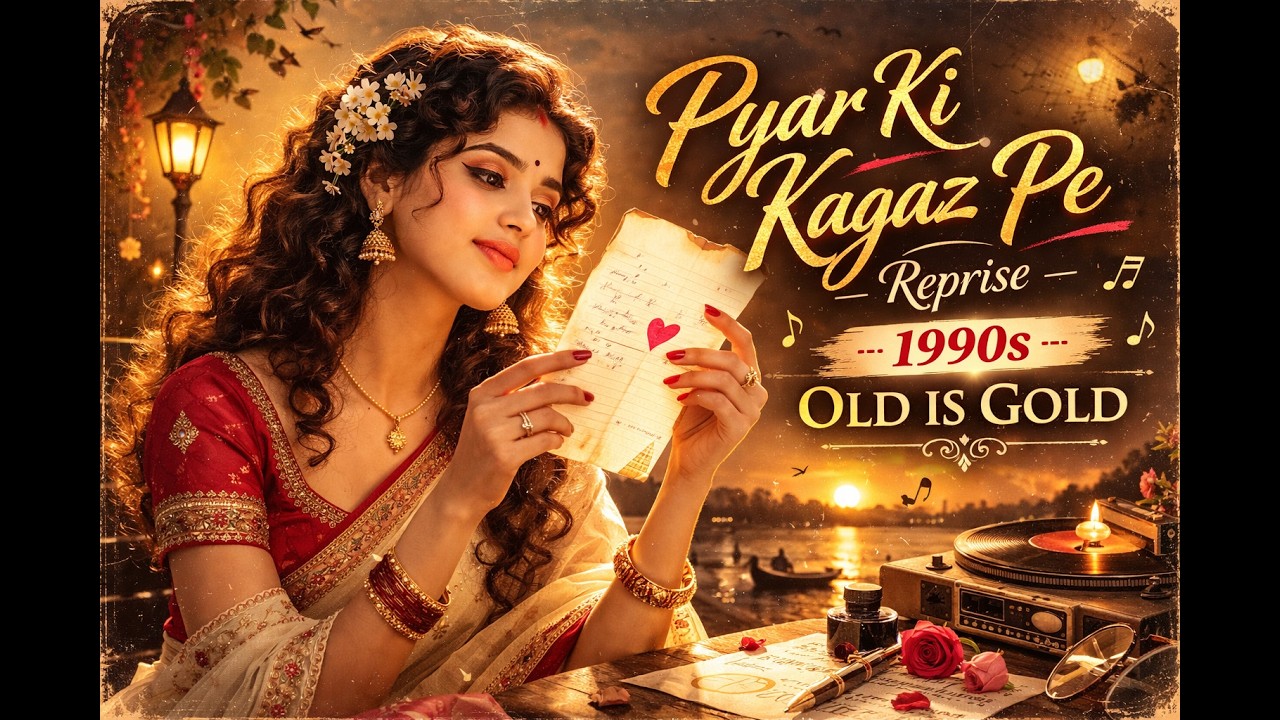 Pyar Ki Kagaz Pe Reprise ✨ 1990s Old Is Gold | Retro Bollywood Romantic Song | Love Letter Vibes 💖