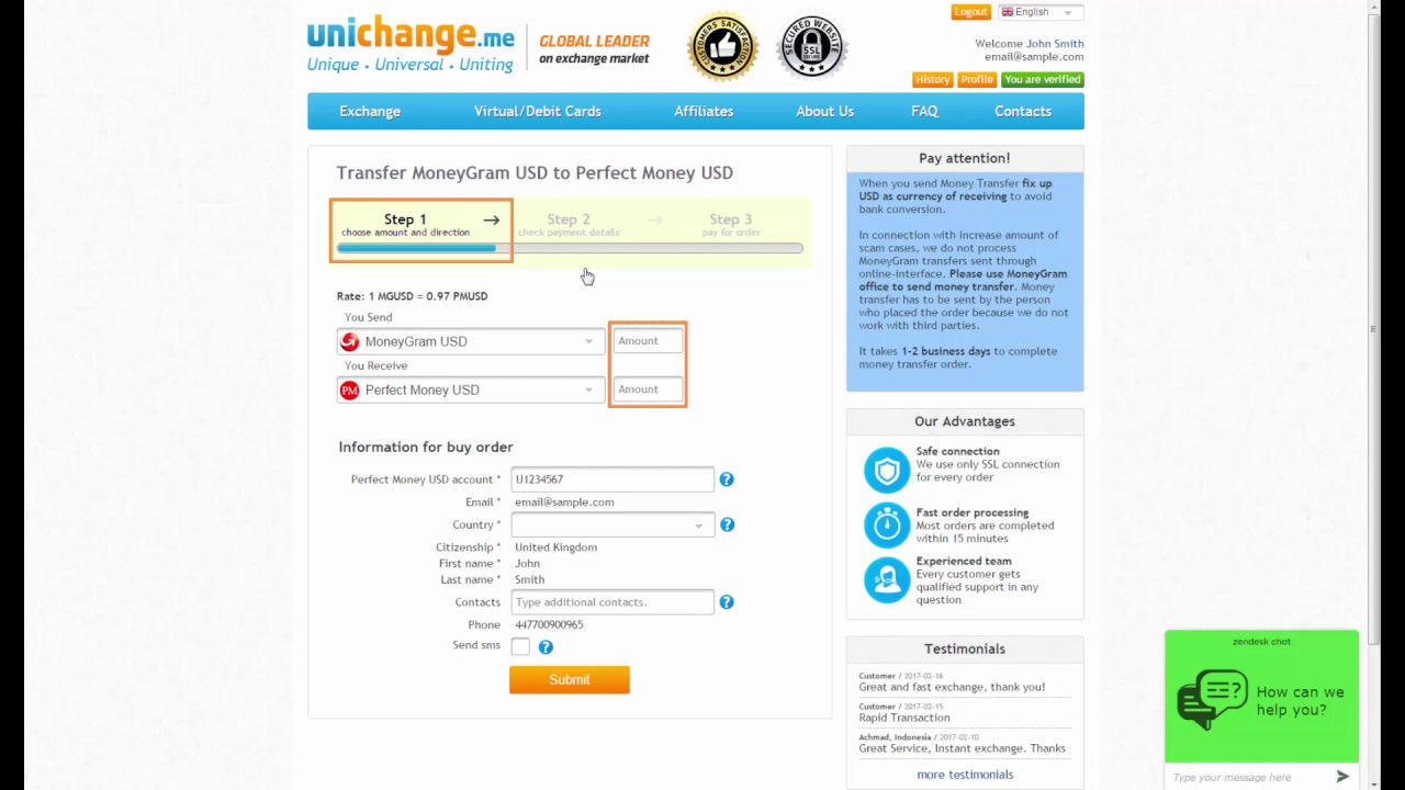 Buy Perfect Money with MoneyGram