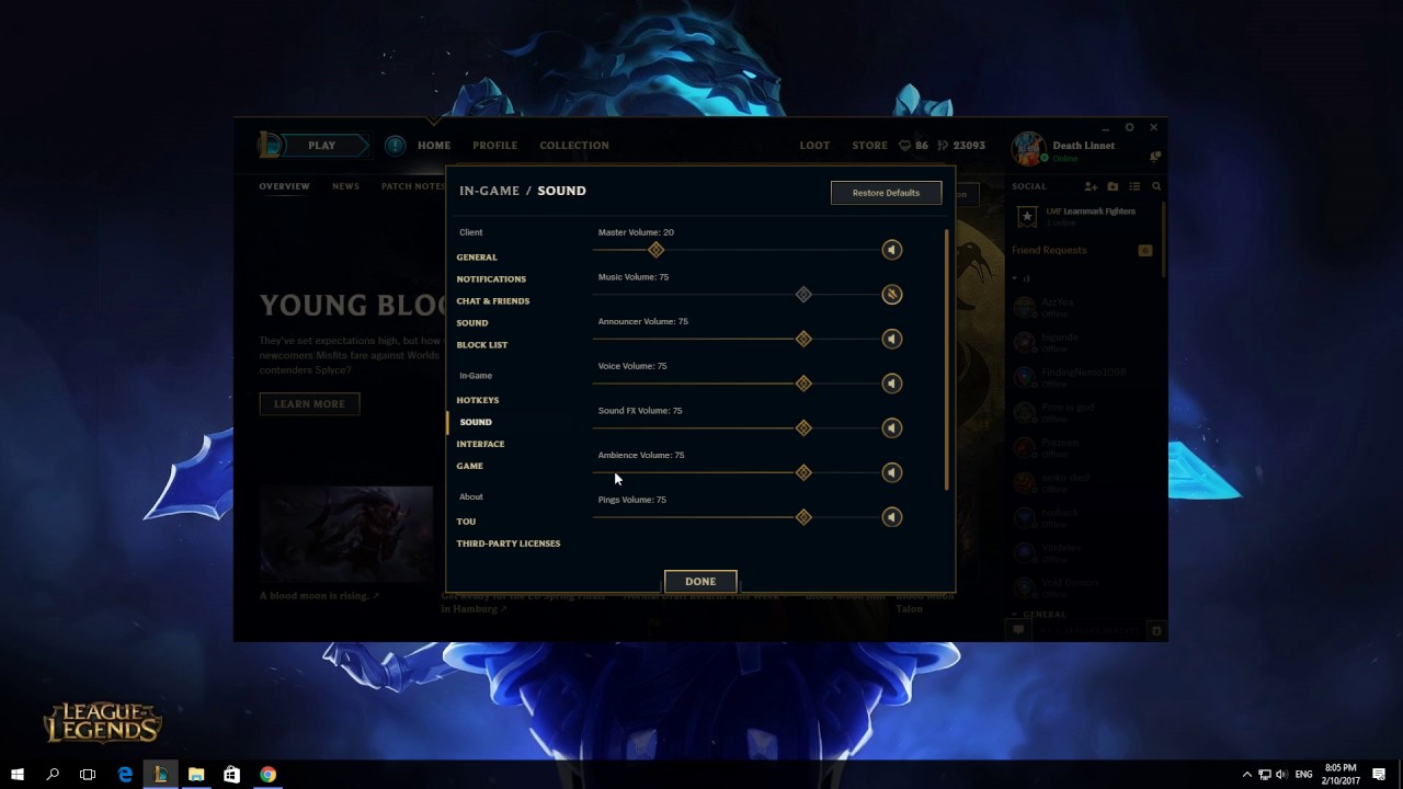 league of legends - How can I disable login screen music? - Arqade