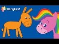 Farm Animals | Coloring and Music | Rainbow Horse | BabyFirst TV