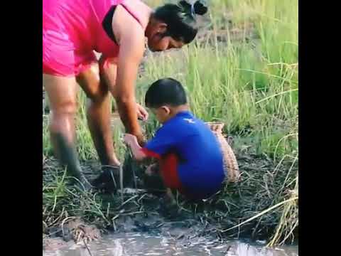 Mom and son bath routine