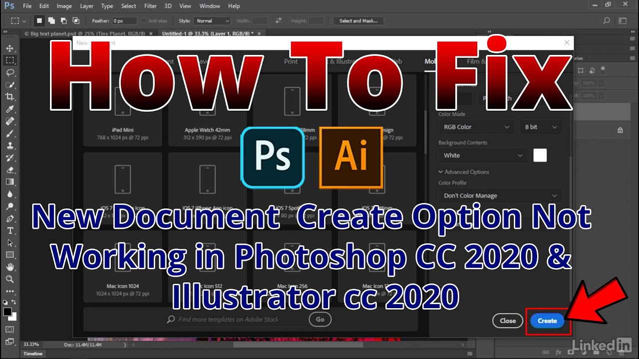 How to Fix New Document Create Option Not Working in Photoshop CC 2020 | Illustrator cc 2020
