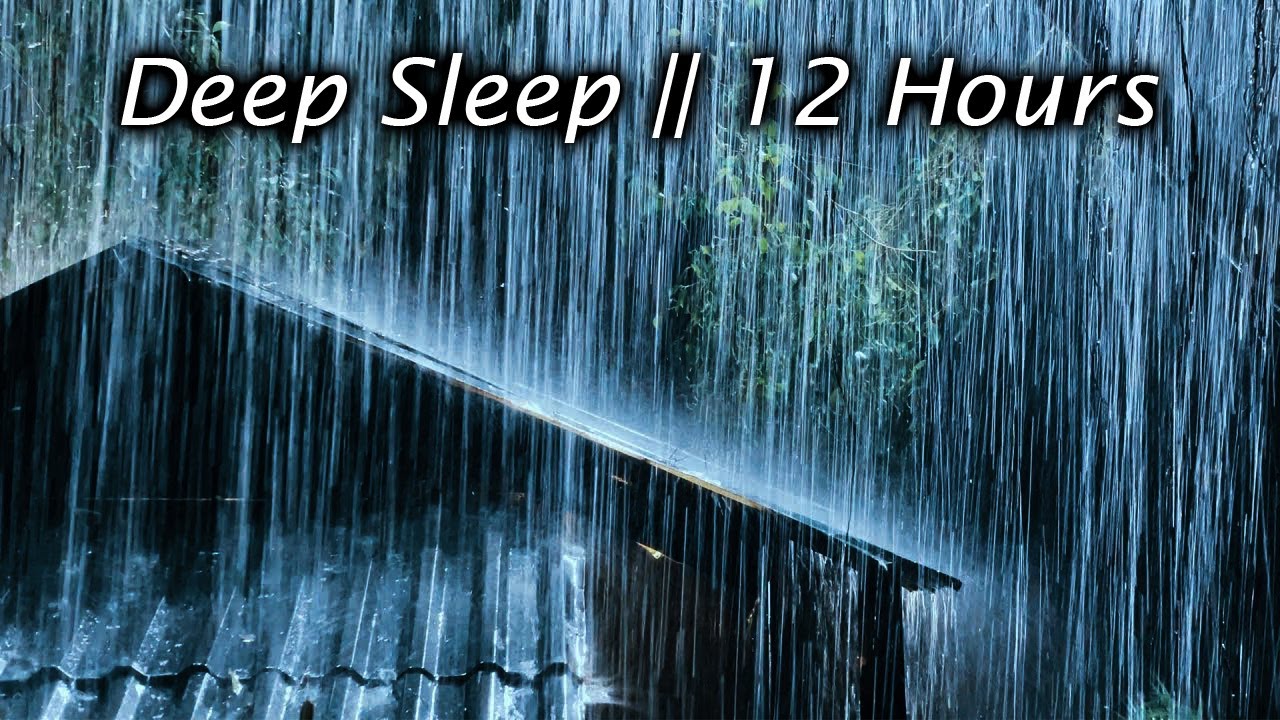 Gentle night rain 12 hours rain sounds for sleeping dark screen to