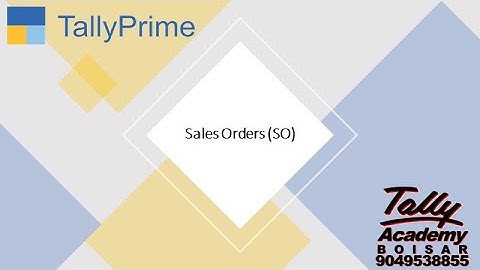Sales Order Processing in Tally Prime